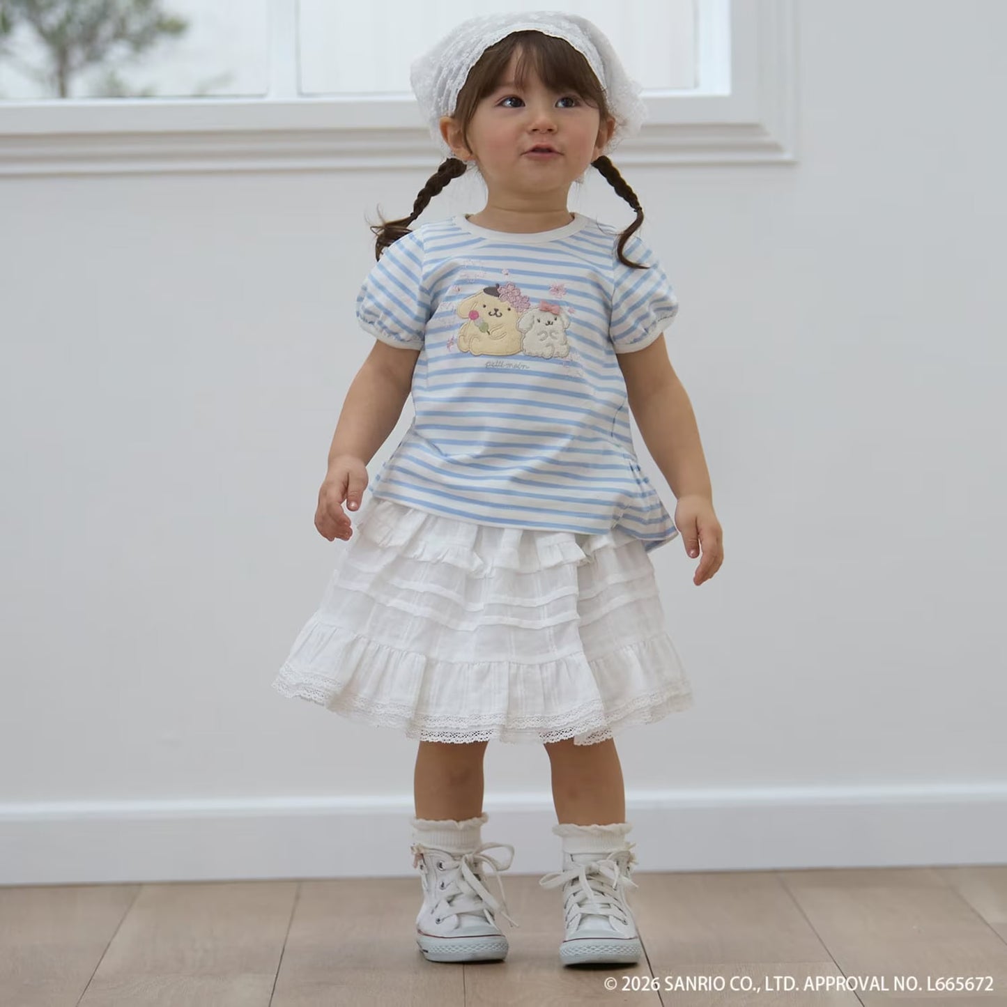 日本童裝 pe#main x 【Sanrio】刺繡圖案上衣 80-130cm 女童款 夏季 TOPS