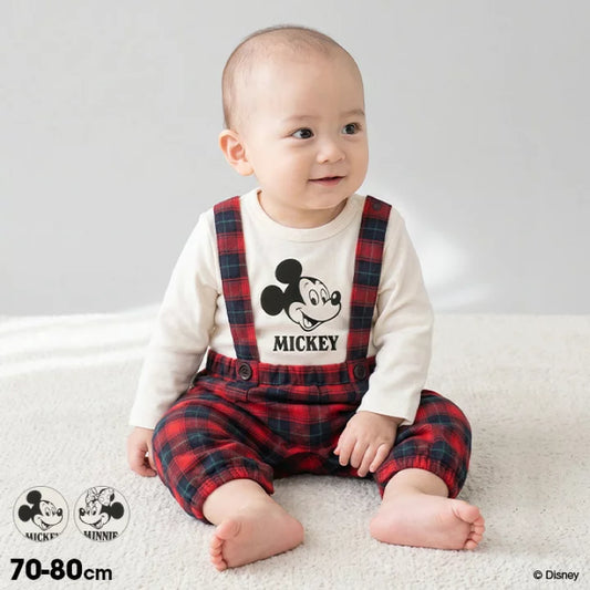 日本童裝 BDL x Disney 假兩件連衣 70-80cm 男童款/女童款 秋季 初生嬰兒 Jumpsuit 聖誕紅/新年紅