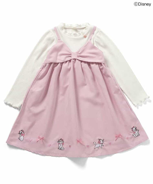 日本童裝 apres les cours x Disney Marie假兩件蝴蝶結連身裙 80-140cm 女童款 冬季 DRESSES