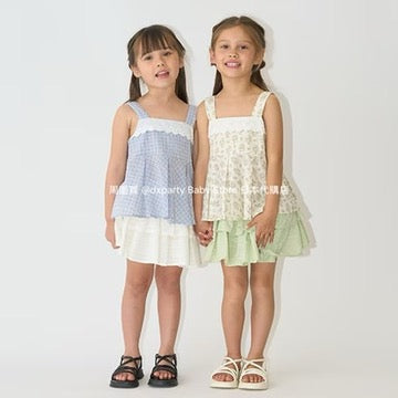 Japanese children's clothing Ly# mine ruffled camisole top 100-150cm girls summer TOPS 