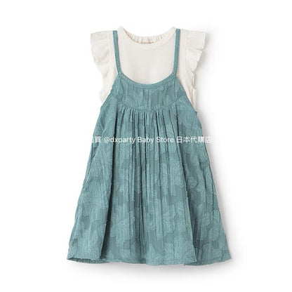 Japanese children's clothing pe#main top and suspender skirt set 80-130cm girls summer dress tops 