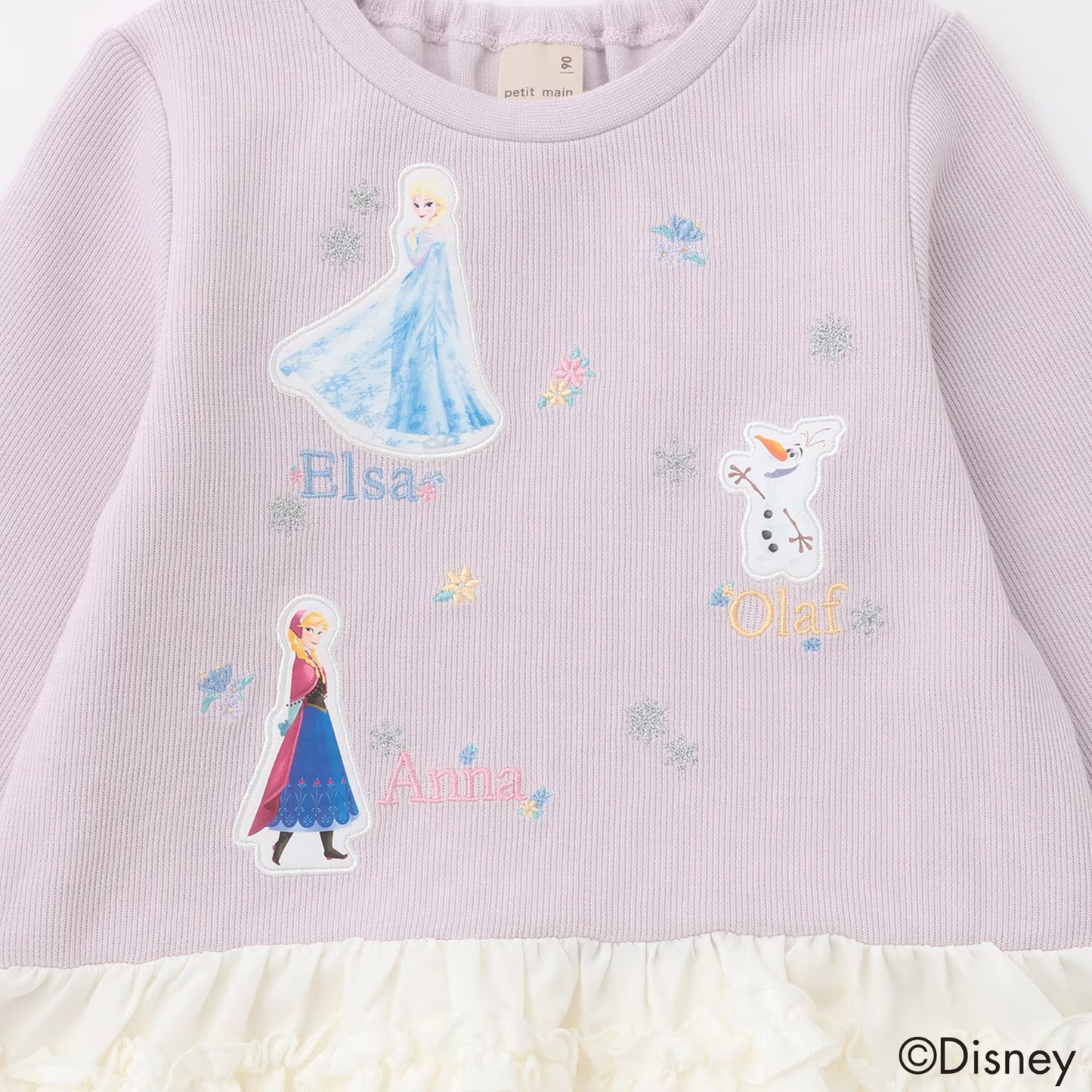 日本童裝 pe#main x Disney Frozen花邊上衣 80-130cm 女童款 冬季 TOPS