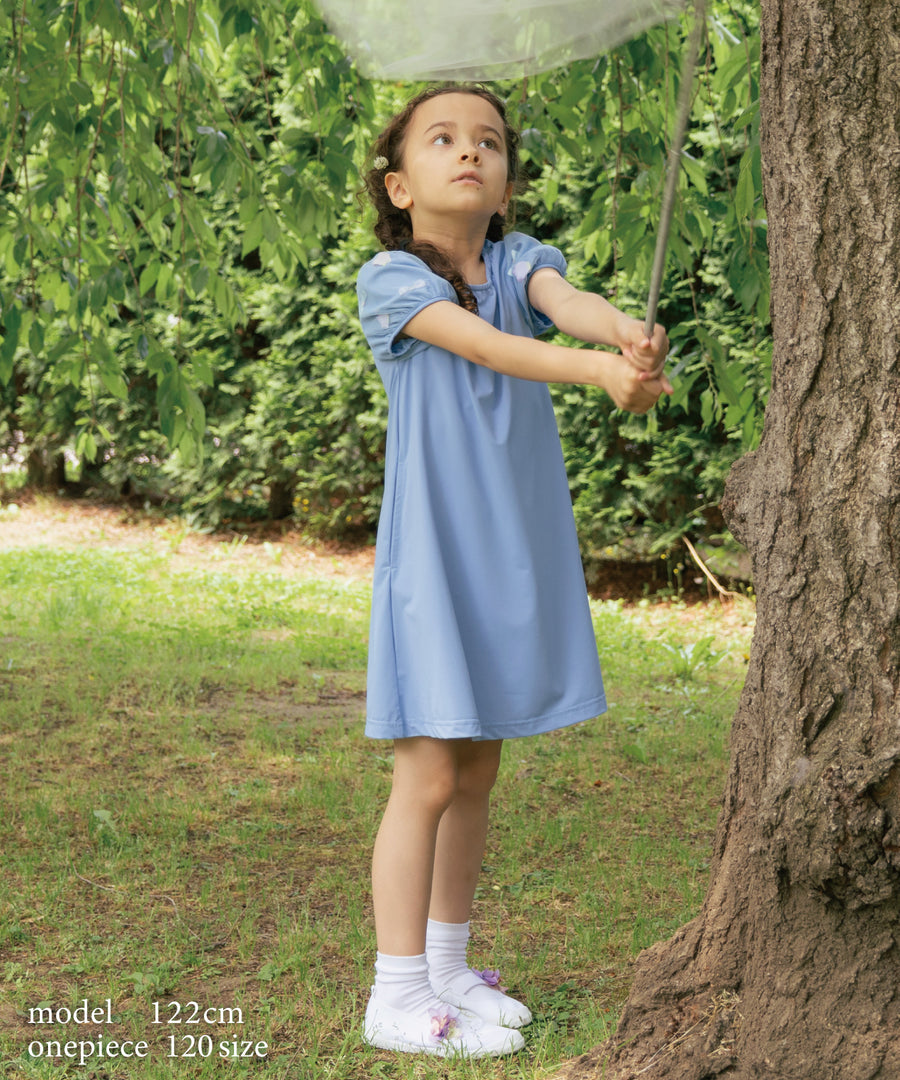 日本童裝 panpantutu 防UV 接觸冷感 泡泡花瓣紗袖連身裙 100-140cm 女童款 夏季 DRESSES