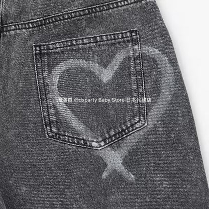 Lovetoxic Japanese children's clothing dark pattern jeans 140-170cm girls summer PANTS 