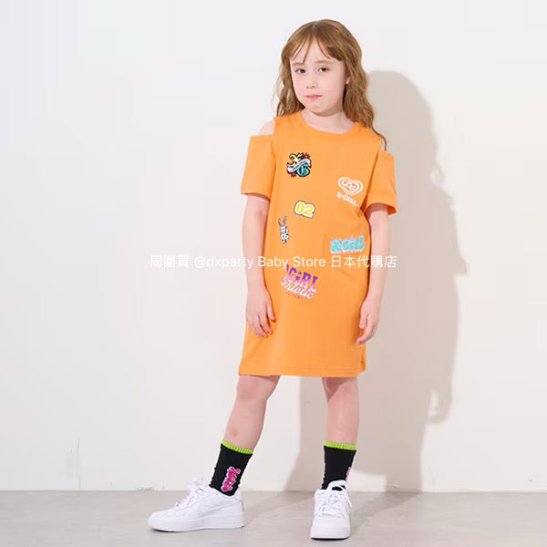 Japanese children's clothing X-girl Stages off-the-shoulder dress 80-140cm girls' summer dresses 