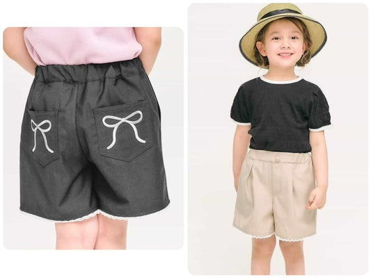 Japanese children's clothing apres les cours bow embroidered shorts 80-140cm girls summer PANTS 