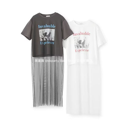 Lovetoxic Japanese children's clothing contact cool chiffon stitching long top 140-160cm girls summer TOPS 