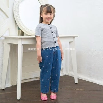 Japanese children's clothing Ly# mine bow top 100-150cm girls summer TOPS 