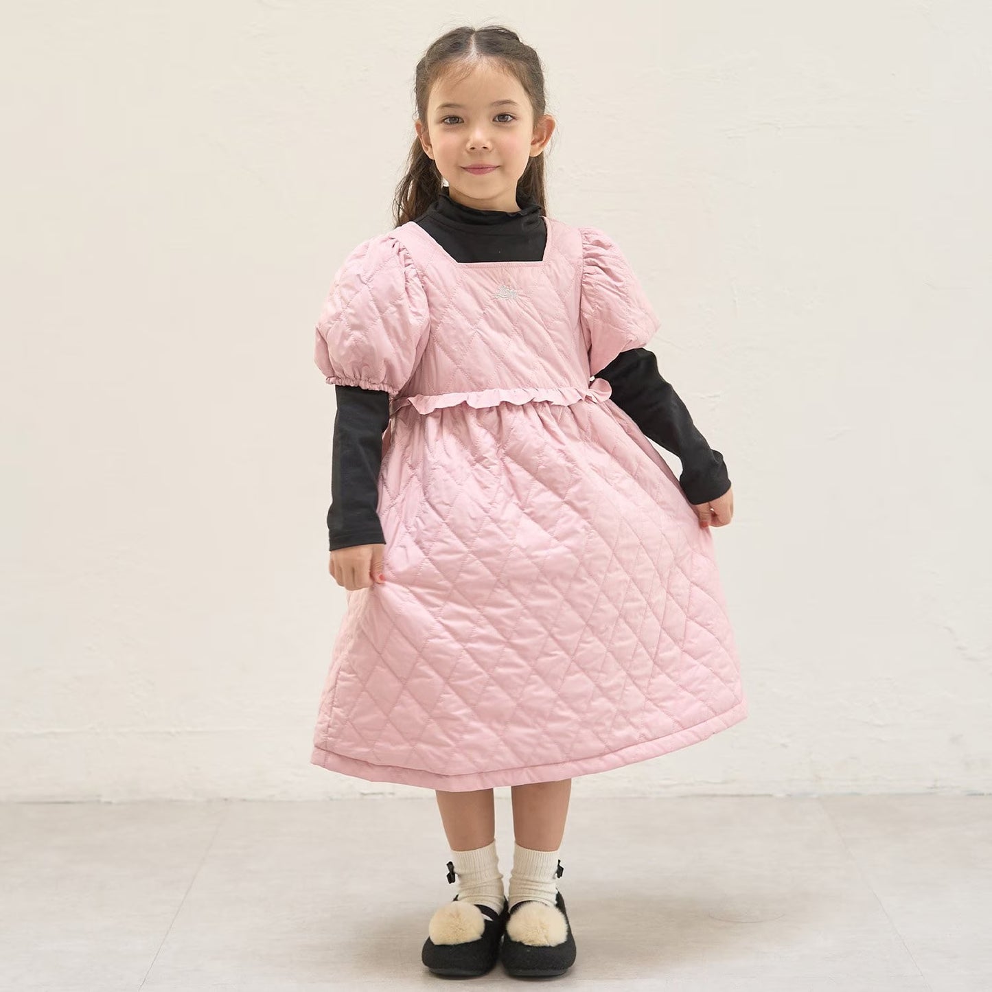 日本童裝 Ly# mine 絎縫夾棉蓬蓬連身裙 100-150cm 女童款 冬季 DRESSES