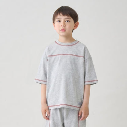 日本童裝 b・R# 防UV 隔熱布料 2Way 前後兩著 撞色拼接上衣 100-140cm 男童款 夏季 TOPS