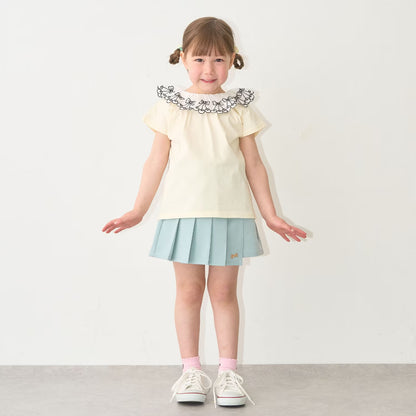 日本童裝 Ly# mine 2Way 前後兩著 接觸冷感 防UV 不易變形 蕾絲領上衣 100-150cm 女童款 夏季 TOPS