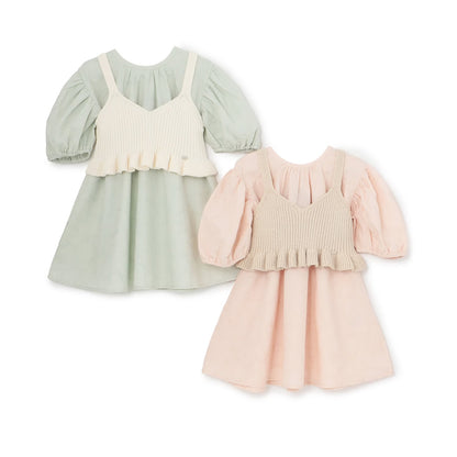 日本童裝 pe#main 針織吊帶及蕾絲連身裙套裝 80-130cm 女童款 夏季 TOPS DRESSES