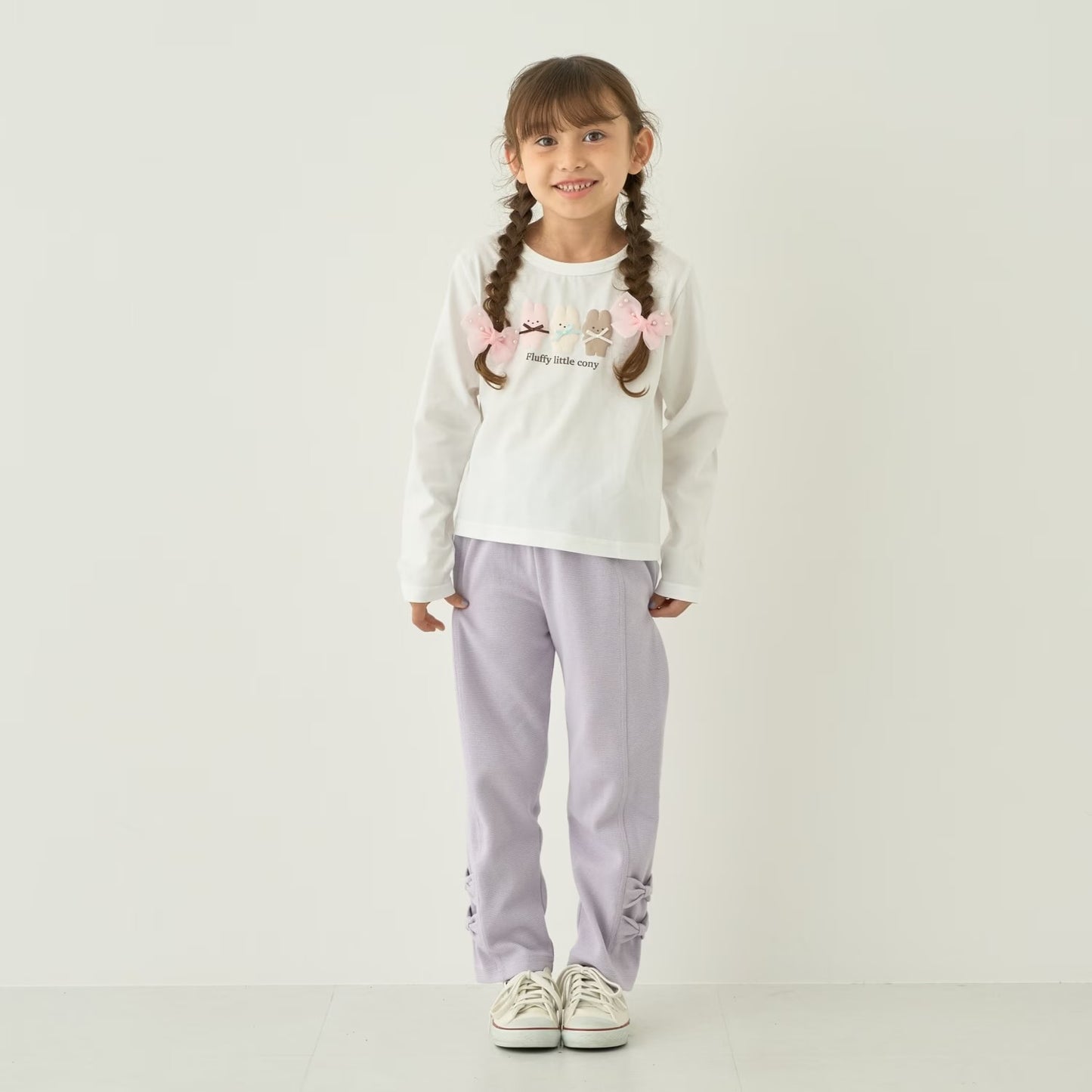 日本童裝 Ly# mine 防UV 速乾系列 防污系列 立體印花緞帶上衣 100-140cm 女童款 秋季 TOPS