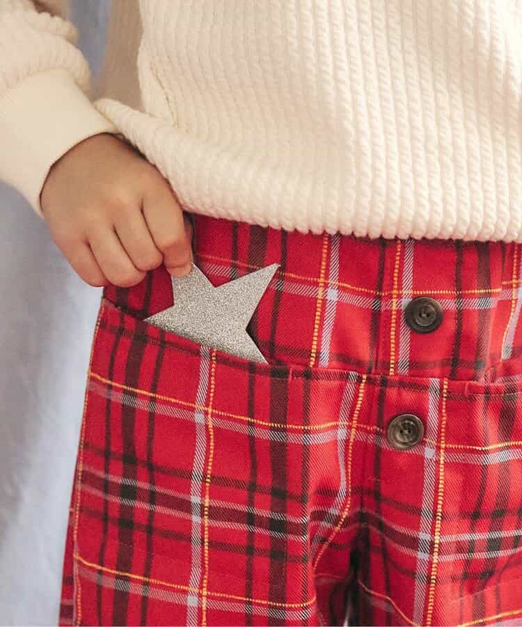 日本童裝 apres les cours 格仔長褲 80-130cm 男童款 冬季 Pants 聖誕紅/新年紅