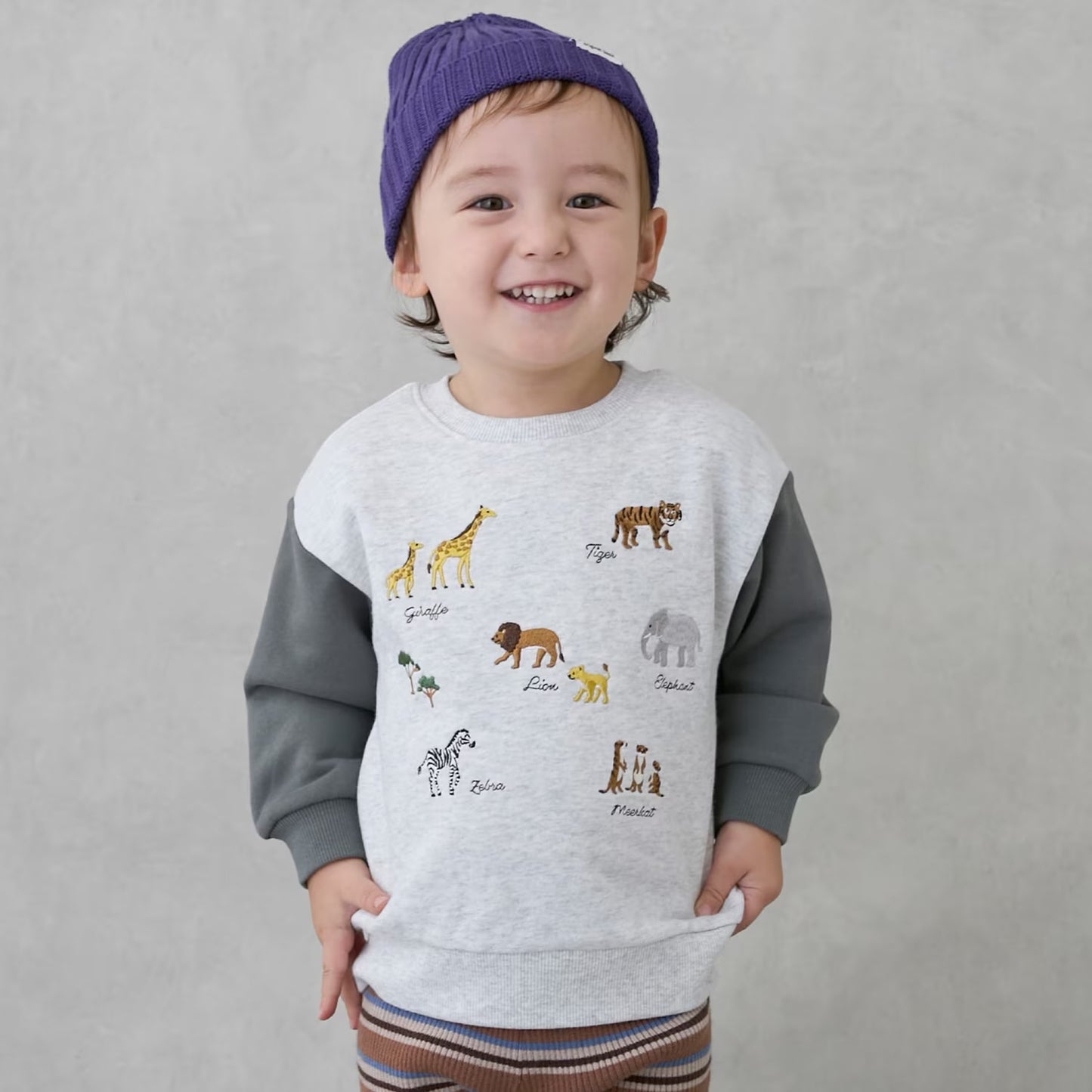 日本童裝 pe#main 動物刺繡衛衣 80-120cm 男童款 冬季 TOPS