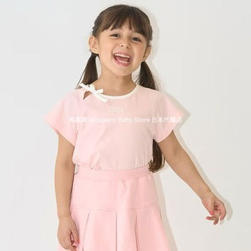 Japanese children's clothing Ly# mine bow top 100-150cm girls summer TOPS 