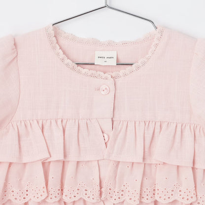 日本童裝 pe#main 蕾絲荷葉邊上衣 80-130cm 女童款 夏季 TOPS