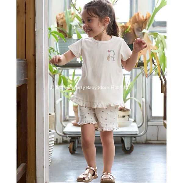 Japanese children's clothing pe#main embroidered English lettering top 80-130cm girls summer TOPS 