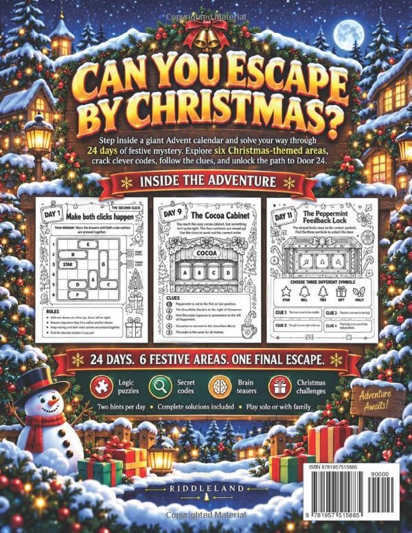 日英美直送 The Christmas Escape Room Activity Book Advent Calendar 聖誕倒數日曆 大人款/兒童款 聖誕快樂特輯 不參與$900免運 滿$900可加$25免運到順豐站/智能櫃 Christmas Advent Calendars 2026