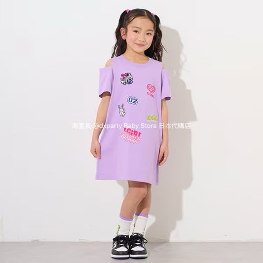 Japanese children's clothing X-girl Stages off-the-shoulder dress 80-140cm girls' summer dresses 