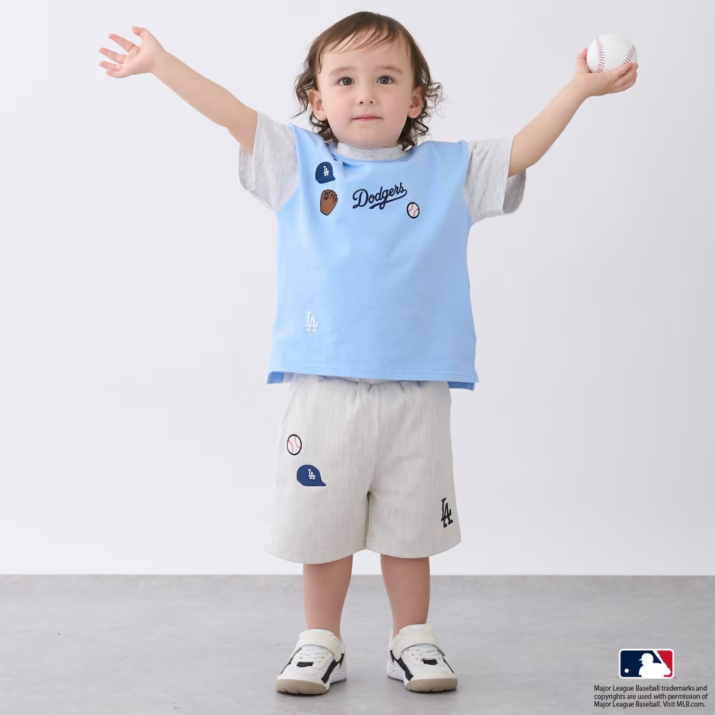 日本童裝 pe#main x 【MLB】徽章貼花上衣 80-130cm 男童款 夏季 TOPS