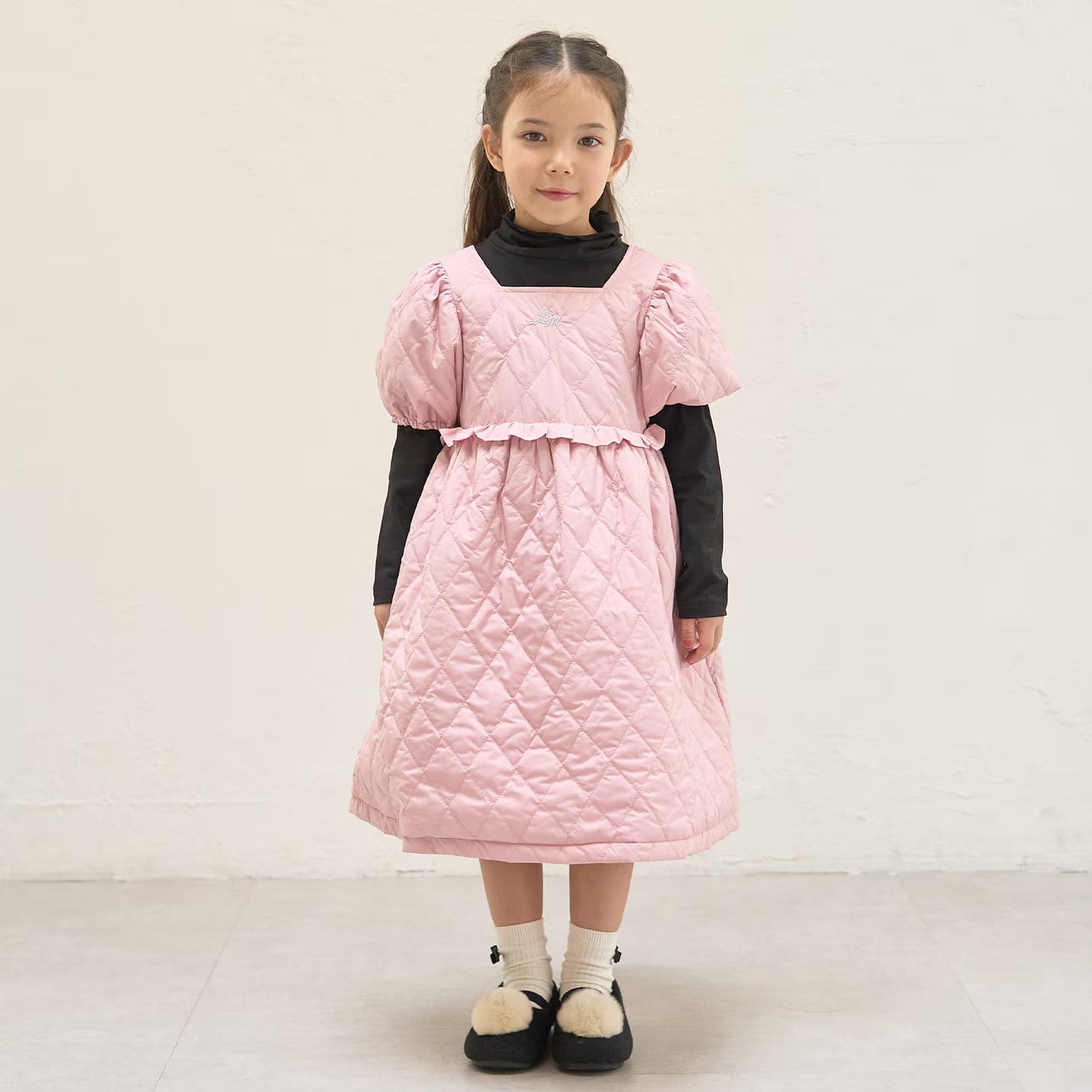 日本童裝 Ly# mine 絎縫夾棉蓬蓬連身裙 100-150cm 女童款 冬季 DRESSES