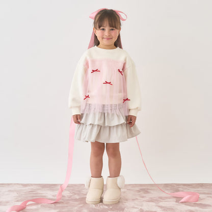 日本童裝 Ly# mine 層疊蛋糕短裙 100-150cm 女童款 冬季 SKIRTS 聖誕紅/新年紅