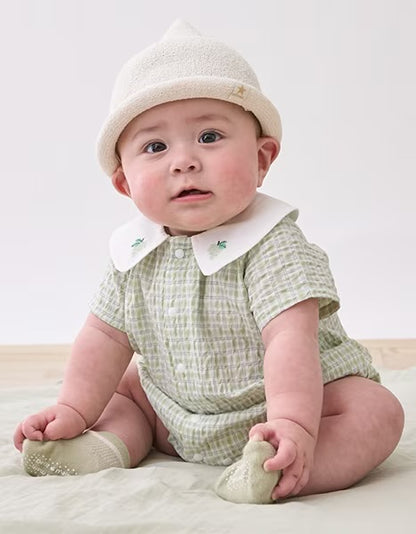 日本童裝 pe#main 水果領皺皺棉連衣 70-80cm 男童款/女童款 初生嬰兒 夏季 Jumpsuit