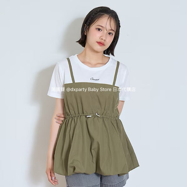 Lovetoxic Japanese children's clothing fake two-piece top 140-160cm girls summer TOPS 