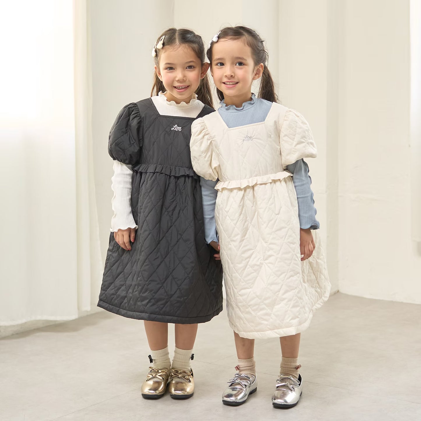 日本童裝 Ly# mine 絎縫夾棉蓬蓬連身裙 100-150cm 女童款 冬季 DRESSES