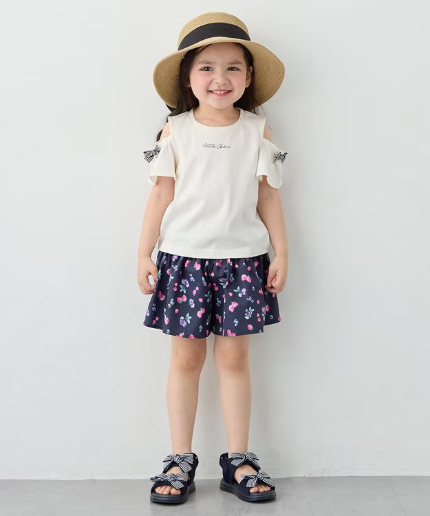 日本童裝 aF#a325 蝴蝶結露肩上衣 90-150cm 女童款 夏季  TOPS