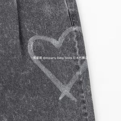 Lovetoxic Japanese children's clothing dark pattern jeans 140-170cm girls summer PANTS 