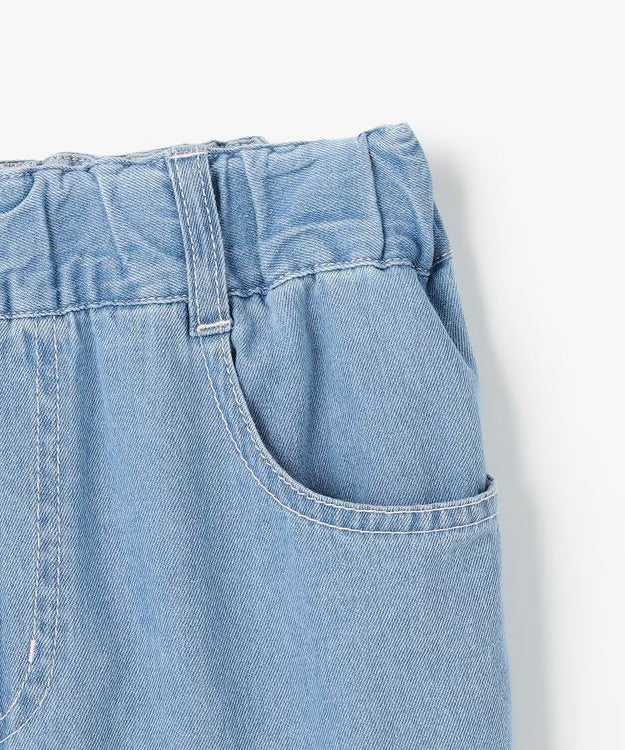 日本童裝 aF#a325 刺繡淺色牛仔寬褲 110-150cm 女童款 夏季 PANTS