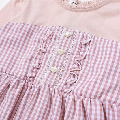 日本童裝 Slap Slip x Sanrio 格子拼接連身裙 80-130cm 女童款 秋季 DRESSES 其他品牌童裝