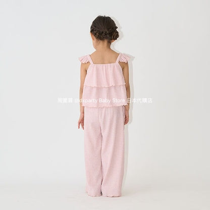 Japanese children's clothing Ly# mine suspenders and loose pants set 100-150cm girls summer TOPS PANTS 
