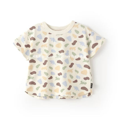 Japanese children's clothing pe#main contact cool print top 80-130cm boys/girls summer TOPS 