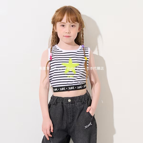 Japanese children's clothing X-girl Stages striped short vest 90-140cm girls summer TOPS 