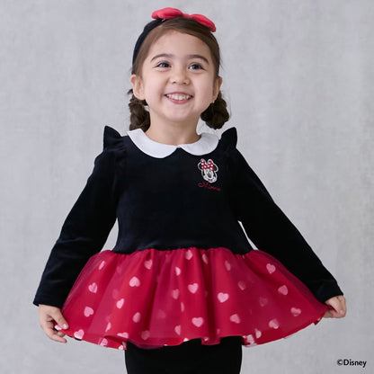 日本童裝 pe#main x Disney 絨毛薄紗拼接上衣 80-130cm 女童款 秋季 TOPS