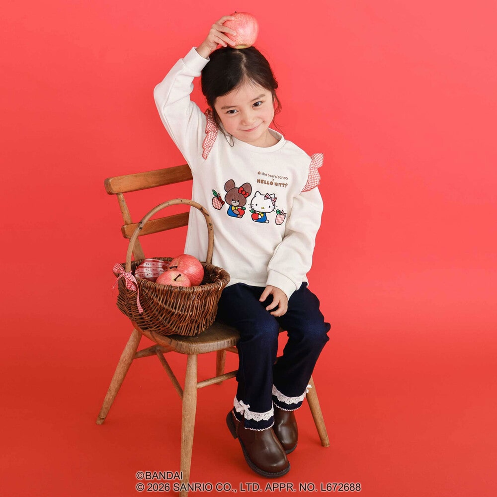 日本童裝 Slap Slip x Sanrio x 小熊學校 荷葉邊肩袖上衣 80-130cm 女童款 秋季 TOPS 其他品牌童裝 聖誕紅/新年紅