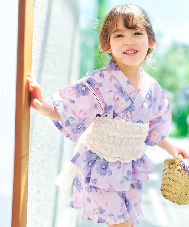 日本童裝 aF#a325 日本甚平 日本和服 90-130cm 女童款 夏季 TOPS PANTS 日本夏祭慶典特輯
