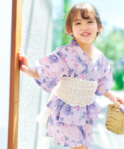 日本童裝 aF#a325 日本甚平 日本和服 90-130cm 女童款 夏季 TOPS PANTS 日本夏祭慶典特輯