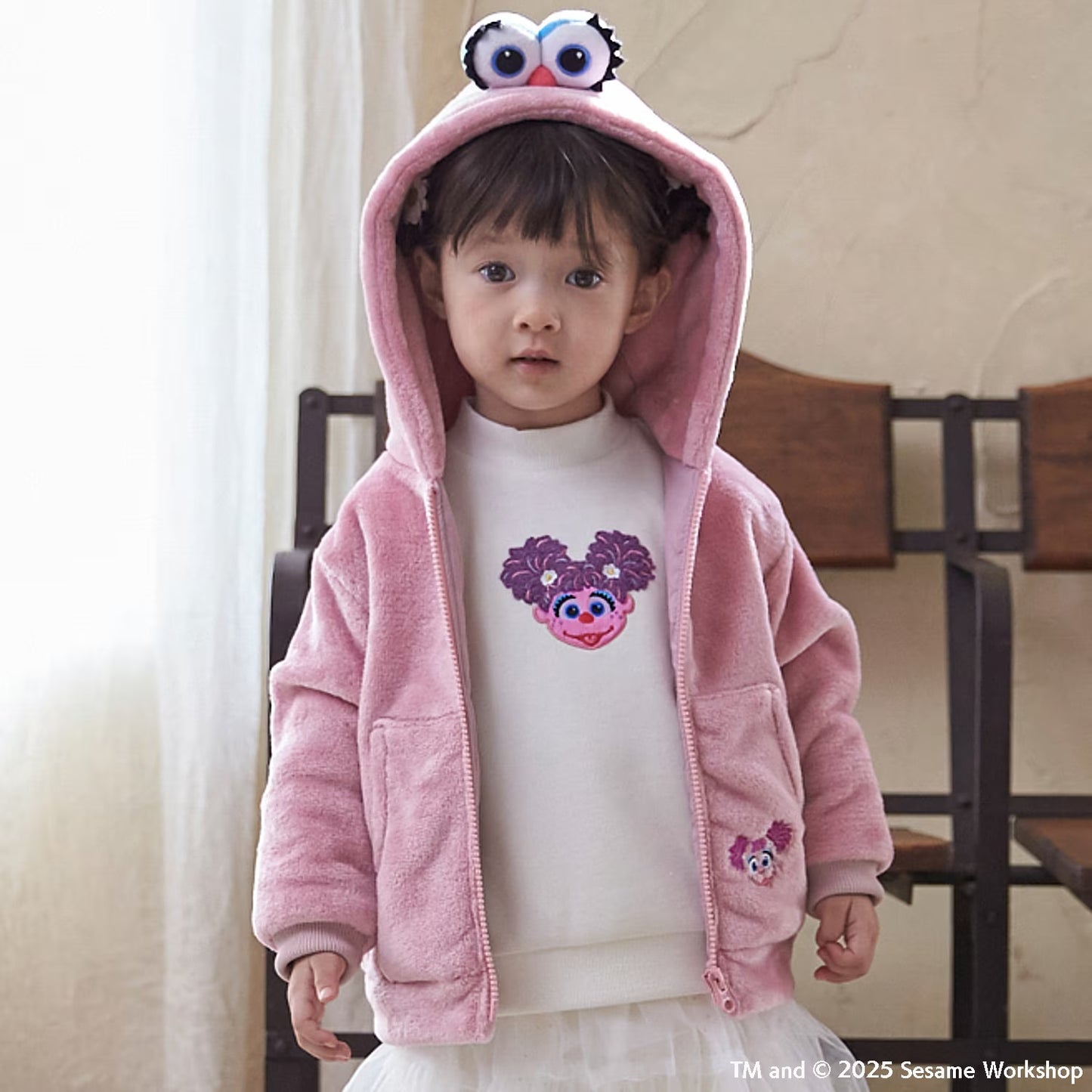 日本童裝 pe#main x SESAME STREET 芝麻街毛毛外套 80-130cm 男童款/女童款 冬季 OUTERWEAR 聖誕紅/新年紅