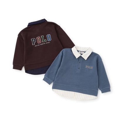 日本童裝 pe#main x【POLO BCS】假兩件襯衫衛衣 80-130cm 男童款 秋季 TOPS