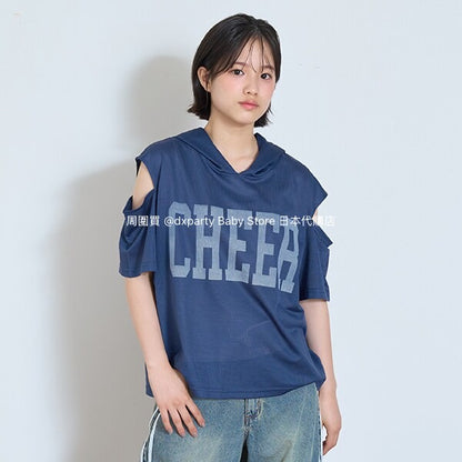 Lovetoxic Japanese children's clothing hooded off-the-shoulder top and vest set 140-160cm girls summer TOPS 
