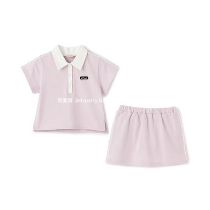 Japanese children's clothing pe#main Contact Cool Polo Two-Piece Set 80-130cm Girls Summer TOPS SKIRTS 