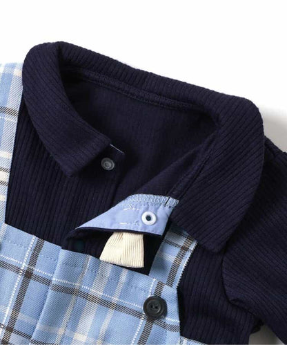 日本童裝 apres les cours 格仔連衣 70-80cm 男童款 冬季 Jumpsuit 聖誕紅/新年紅