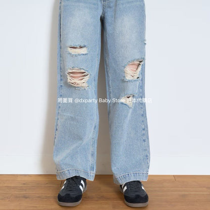 日本童裝 Lovetoxic 破洞牛仔闊腳褲 140-170cm 女童款 夏季 PANTS