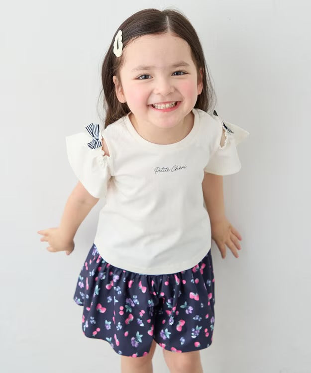 日本童裝 aF#a325 蝴蝶結露肩上衣 90-150cm 女童款 夏季  TOPS
