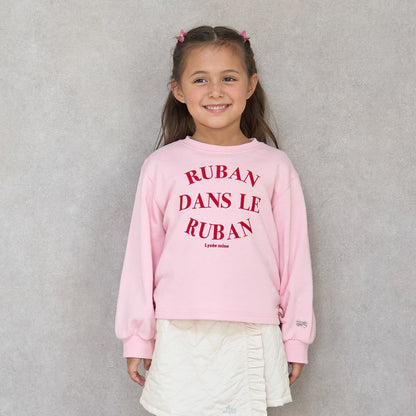 日本童裝 Ly# mine 側邊褶皺印花衛衣 100-150cm 女童款 冬季 TOPS