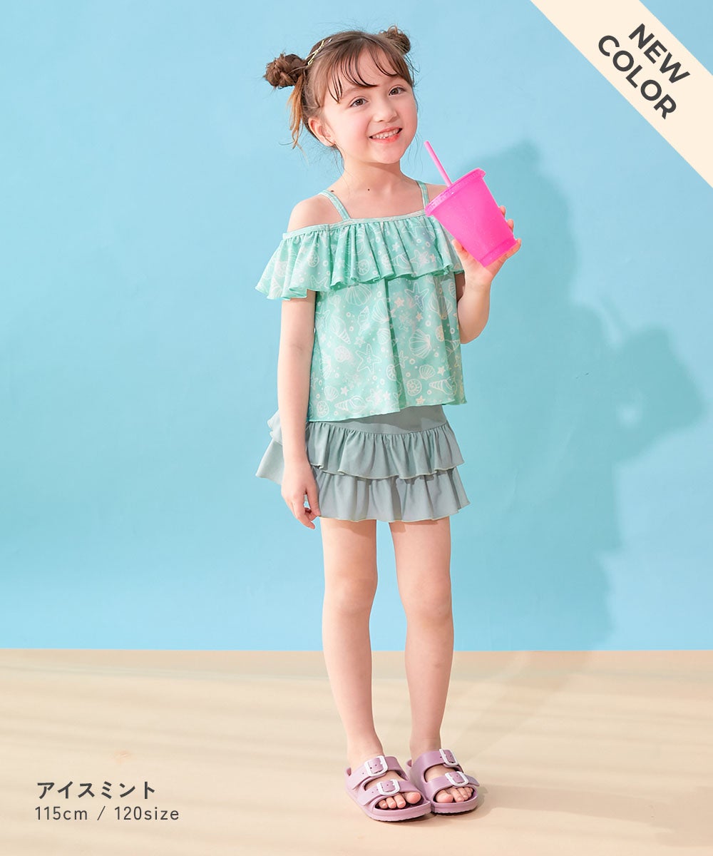 日本童裝 dev!rock 防UV 泳衣兩件套裝 100-160cm 女童款 夏季 TOPS PANTS 夏日玩水泳衣特輯